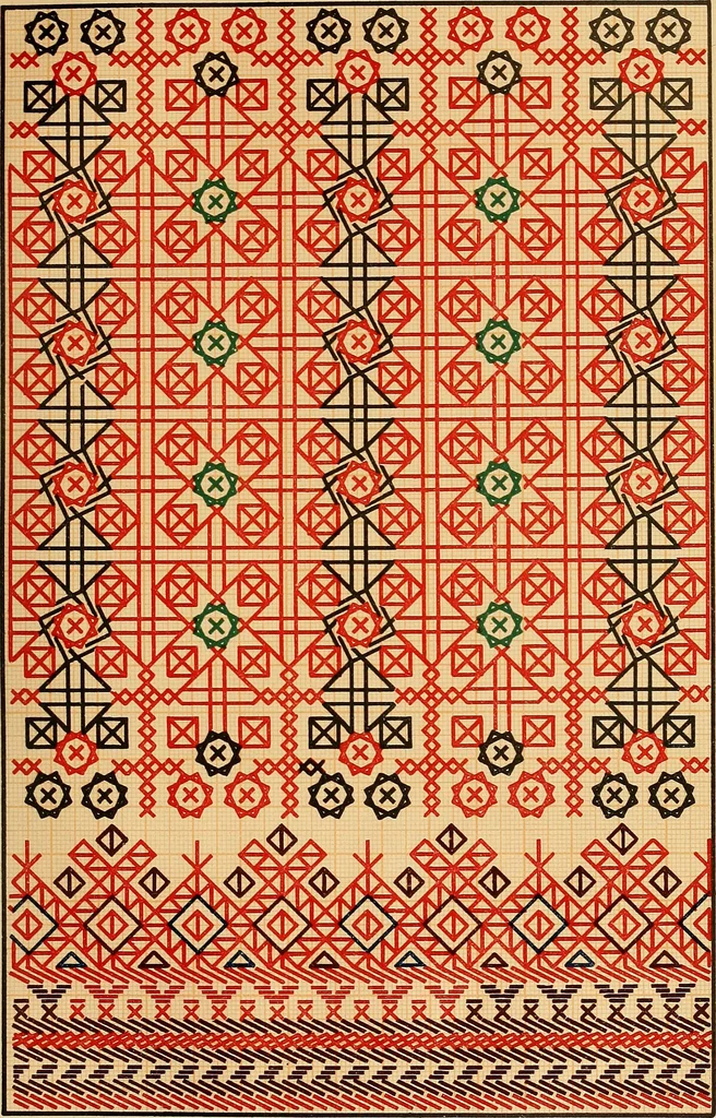 An illustration from Mordvalaisten pukuja kuoseja. Trachten und Muster der Mordvinen, 1896, leaf 498