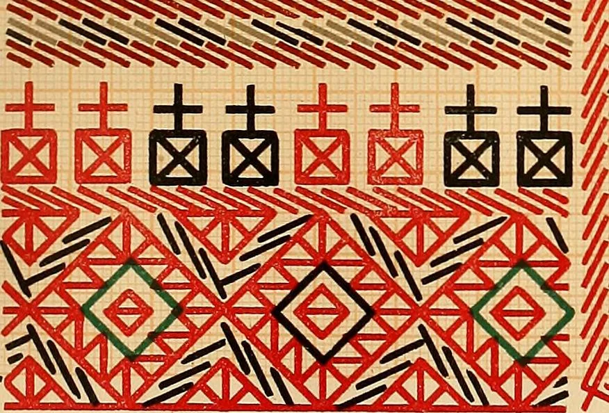 An illustration from Mordvalaisten pukuja kuoseja. Trachten und Muster der Mordvinen, 1896, leaf 500