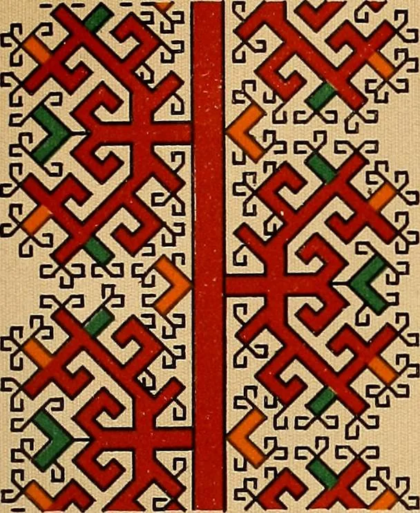 An illustration from Mordvalaisten pukuja kuoseja. Trachten und Muster der Mordvinen, 1896, leaf 564