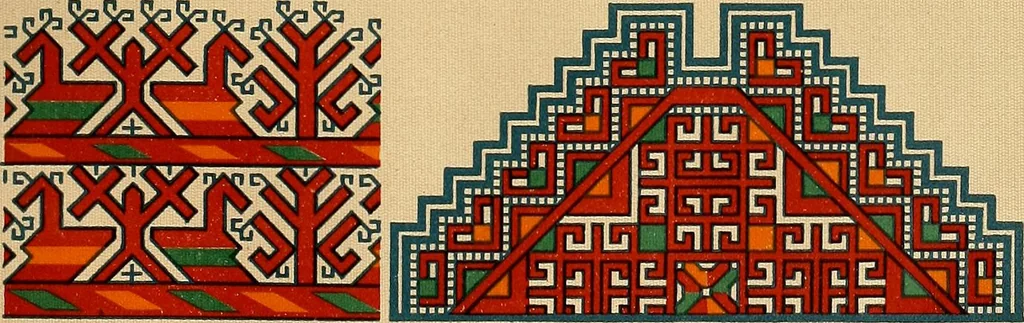 An illustration from Mordvalaisten pukuja kuoseja. Trachten und Muster der Mordvinen, 1896, leaf 564