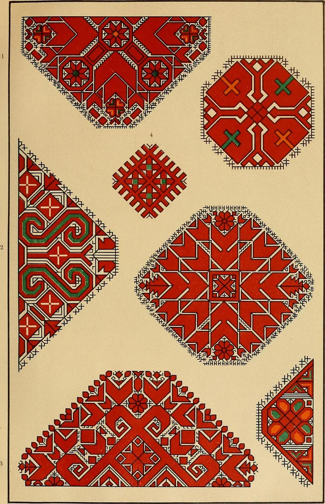 An illustration from Mordvalaisten pukuja kuoseja. Trachten und Muster der Mordvinen, 1896, leaf 568