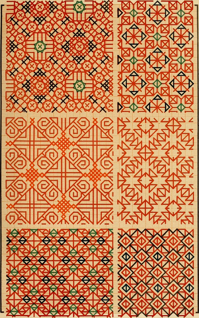 An illustration from Mordvalaisten pukuja kuoseja. Trachten und Muster der Mordvinen, 1896, leaf 584