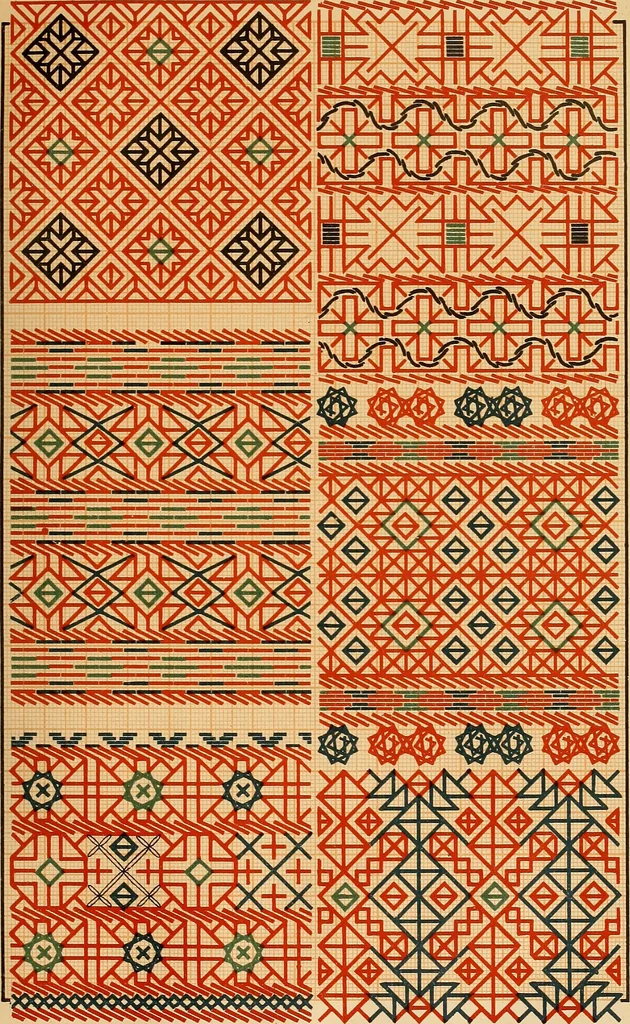 An illustration from Mordvalaisten pukuja kuoseja. Trachten und Muster der Mordvinen, 1896, leaf 592