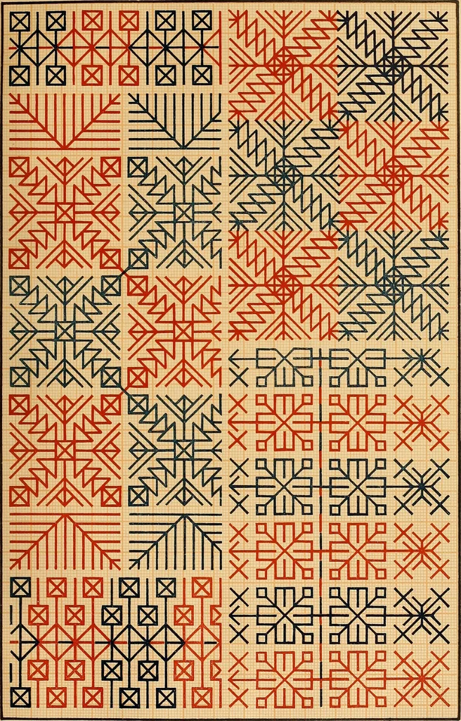 An illustration from Mordvalaisten pukuja kuoseja. Trachten und Muster der Mordvinen, 1896, leaf 598