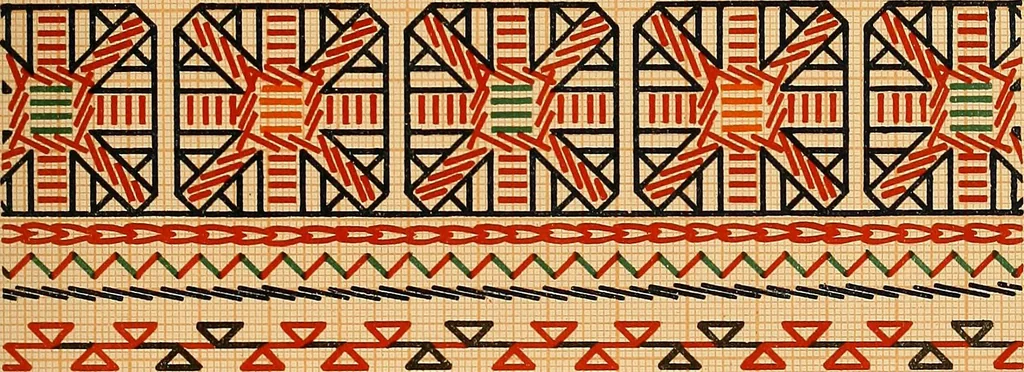 An illustration from Mordvalaisten pukuja kuoseja. Trachten und Muster der Mordvinen, 1896, leaf 606