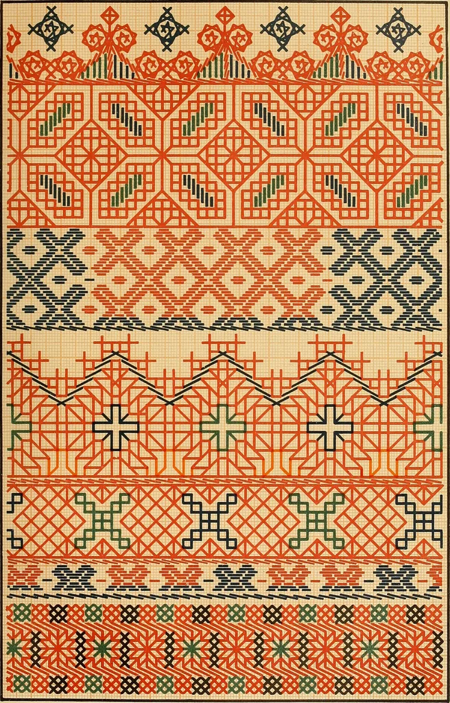 An illustration from Mordvalaisten pukuja kuoseja. Trachten und Muster der Mordvinen, 1896, leaf 610