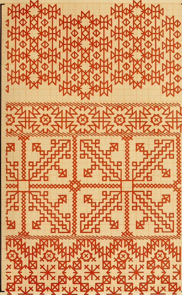 An illustration from Mordvalaisten pukuja kuoseja. Trachten und Muster der Mordvinen, 1896, leaf 612