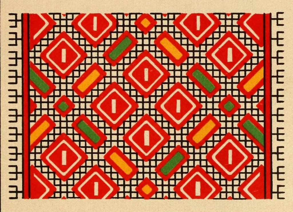 An illustration from Mordvalaisten pukuja ja kuoseja. Trachten und Muster der Mordvinen, 1896, leaf 375
