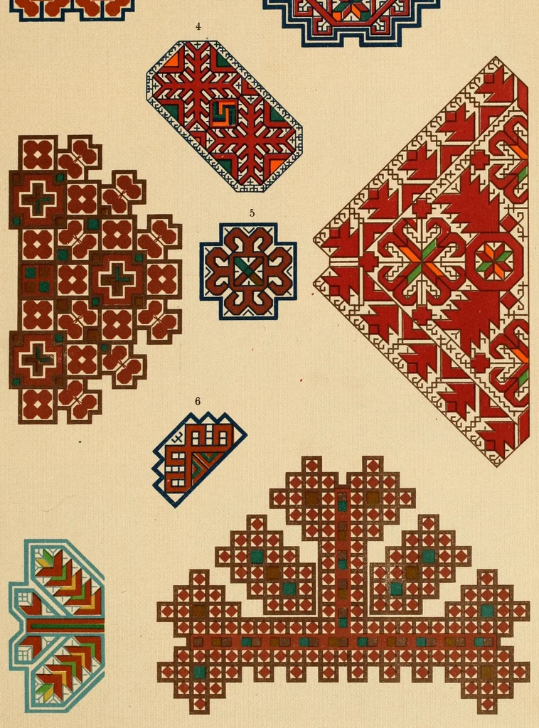 An illustration from Mordvalaisten pukuja ja kuoseja. Trachten und Muster der Mordvinen, 1896, leaf 429