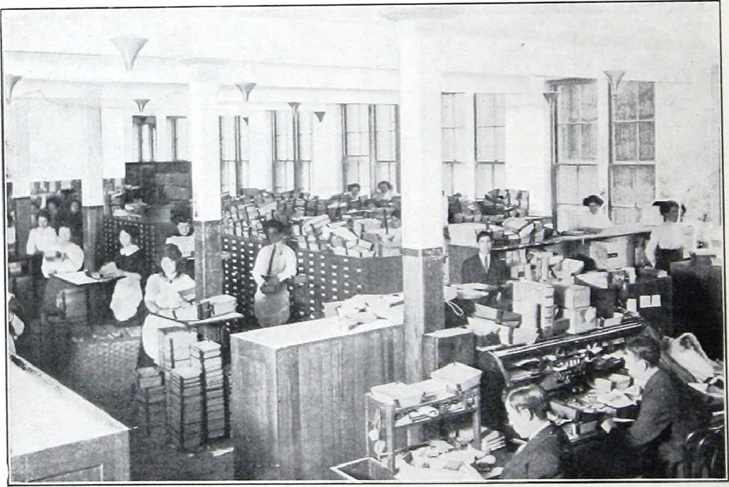 An illustration from "More Light: The Modern Well-lighted Plant is the "Barreled Sunlight" Plant, 1921, leaf 13