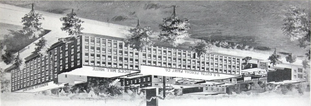 An illustration from "More Light: The Modern Well-lighted Plant is the "Barreled Sunlight" Plant, 1921, leaf 15