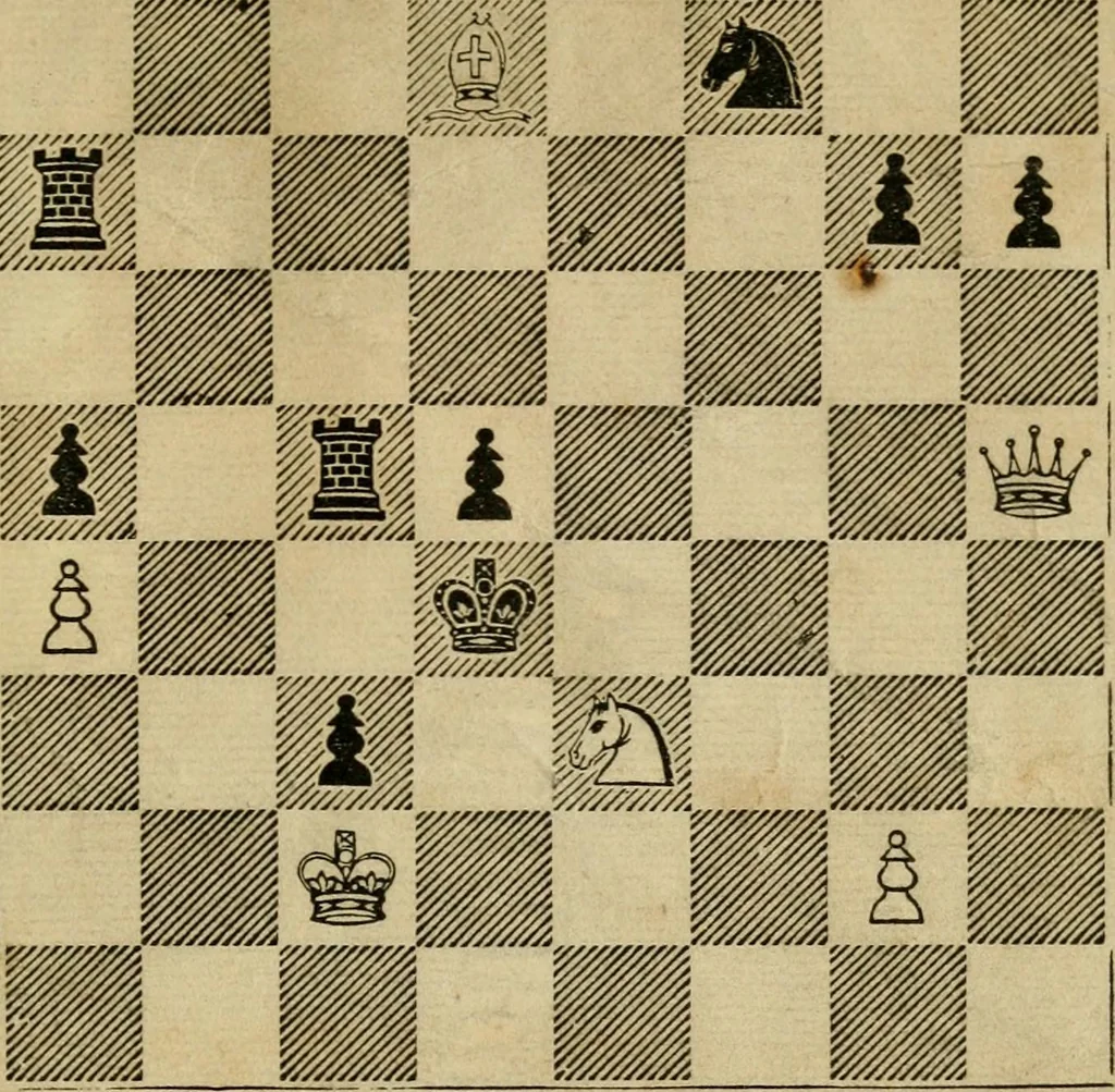 An illustration from Morphy's games of chess, and Frere's problem tournament, 1859, leaf 152