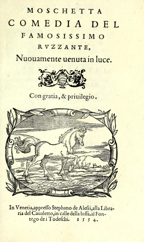An illustration from Moschetta : comedia del famosissimo Rvzzante, nuouamente uenuta in luce, 1554, leaf 7