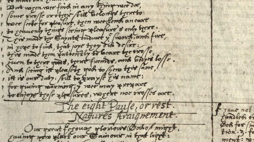 An illustration from The most auntient historie of God and man, or, A collection of Gods proceedings with man in generall, from the first, to the last : but more especially of the devinity, and humanitie of our blessed sauiour Iesus Christ, his loue to his spouse, and his hate to his, and her enimies, together wth Satans plottes against her in all ages, in form of a poem, 1629, leaf 65