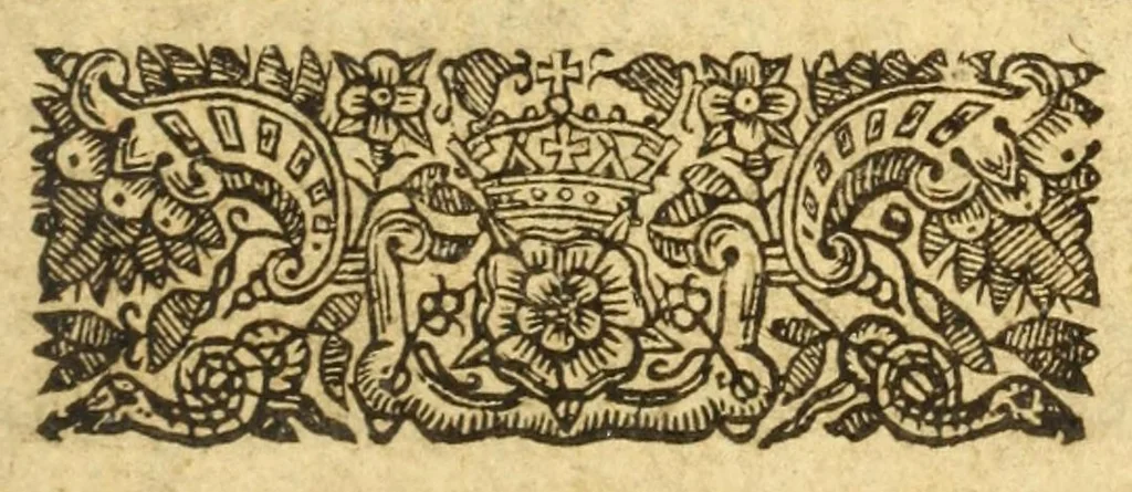 An illustration from A most pleasant comedy of Mucedorus, the kings sonne of Valentia, and Amadine the kings daughter of Aragon : with the merry conceits of Mouse : amplified with new additions, as it was acted before the Kings Majestie at Whitehall, on Shrove-Sunday night by His Highnesse Servants usually playing at the Globe : very delectable and full of conceited mirth, 1639, leaf 9