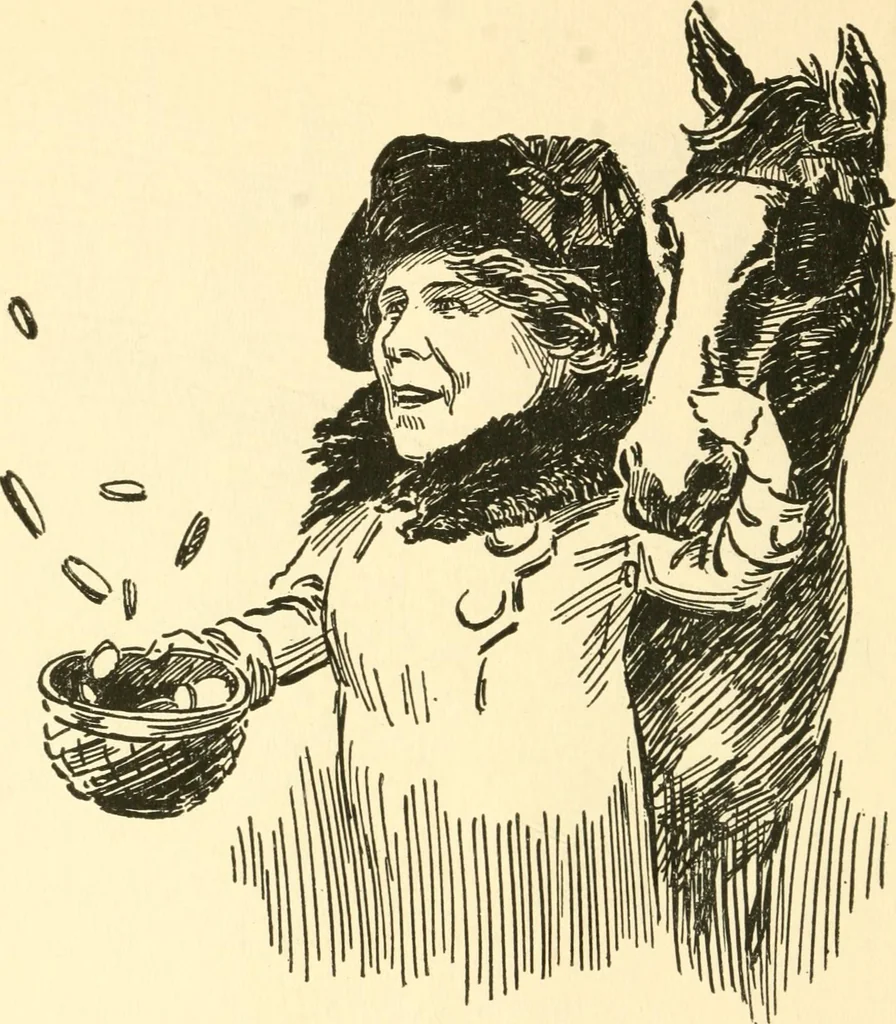 An illustration from Mother Goose comes to Portland;, 1918, leaf 45