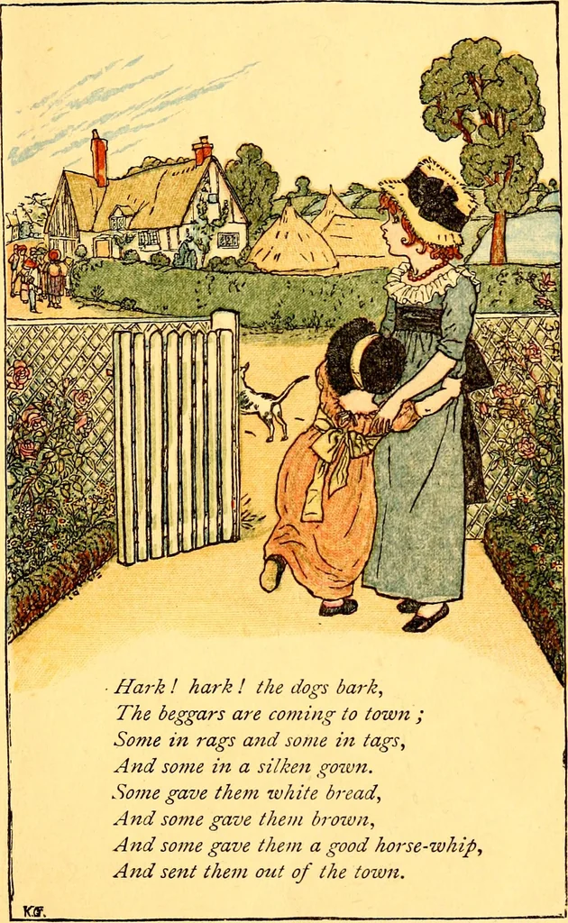 An illustration from Mother Goose , or The old nursery rhymes, 1890, leaf 12