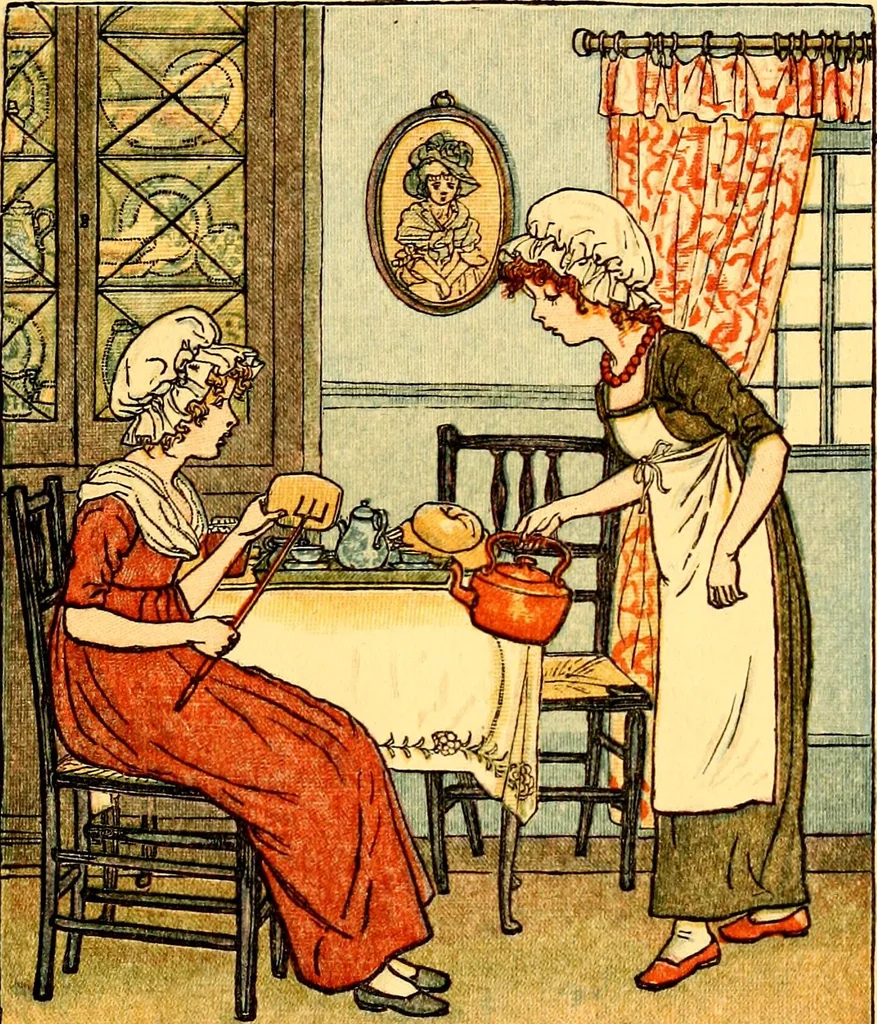 An illustration from Mother Goose , or The old nursery rhymes, 1890, leaf 28