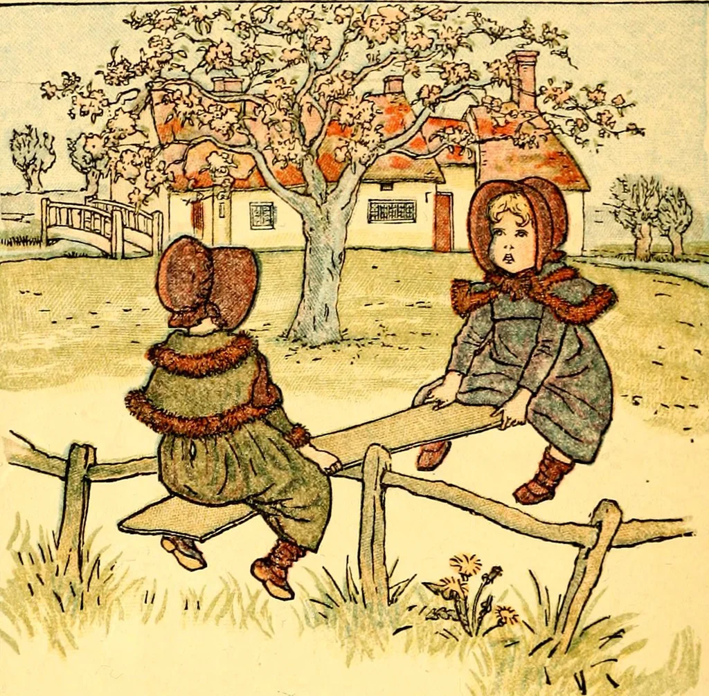 An illustration from Mother Goose , or The old nursery rhymes, 1890, leaf 45