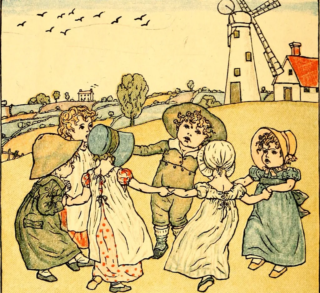 An illustration from Mother Goose , or The old nursery rhymes, 1890, leaf 55