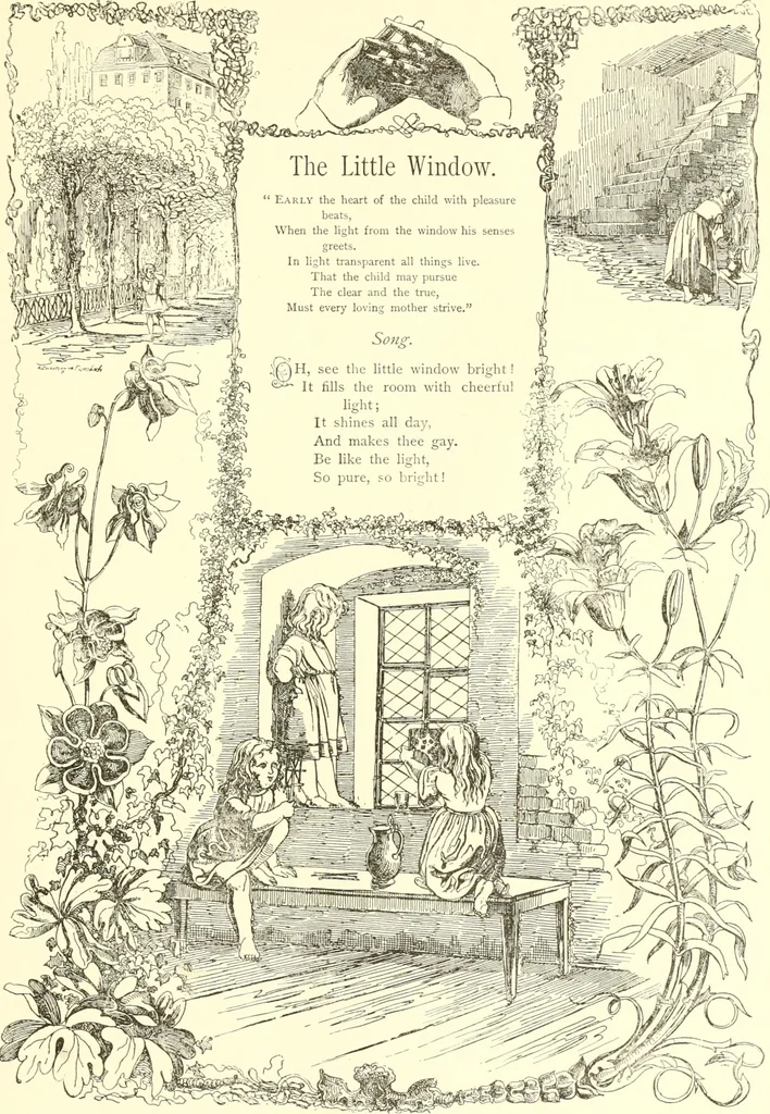 An illustration from Mother-play and nursery songs;, 1906, leaf 100