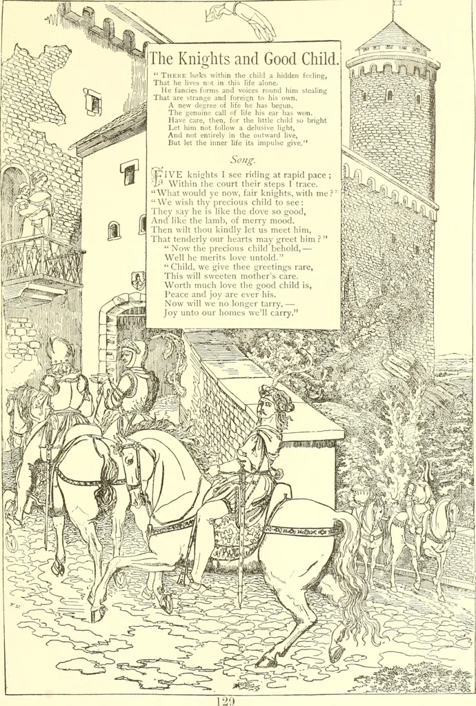 An illustration from Mother-play and nursery songs;, 1906, leaf 130