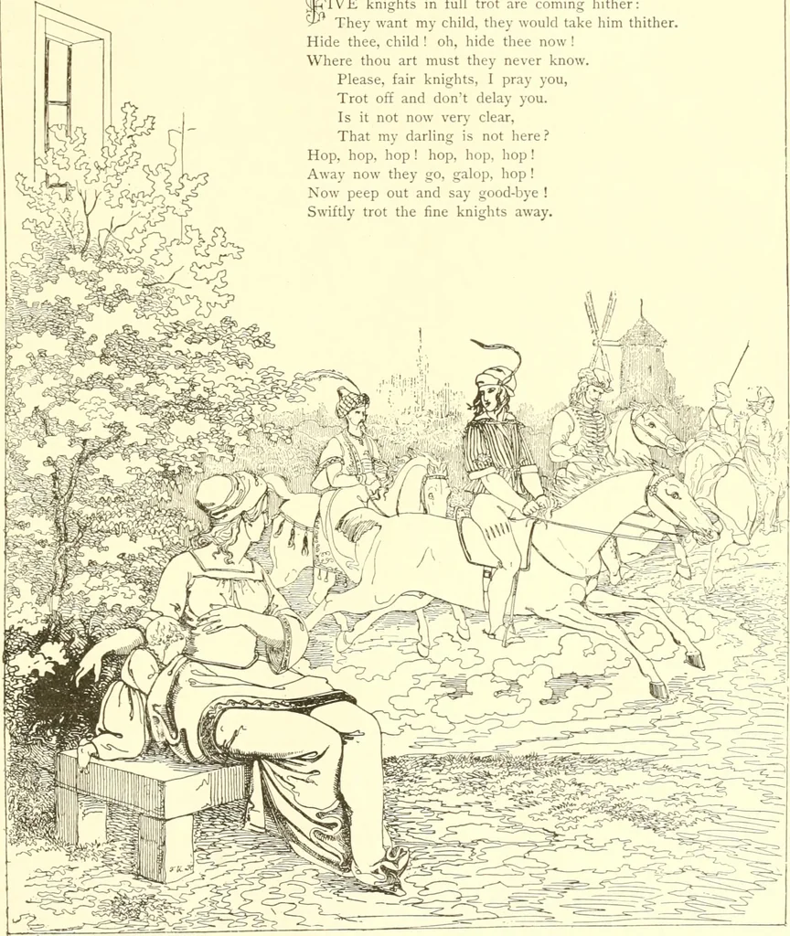 An illustration from Mother-play and nursery songs;, 1906, leaf 138