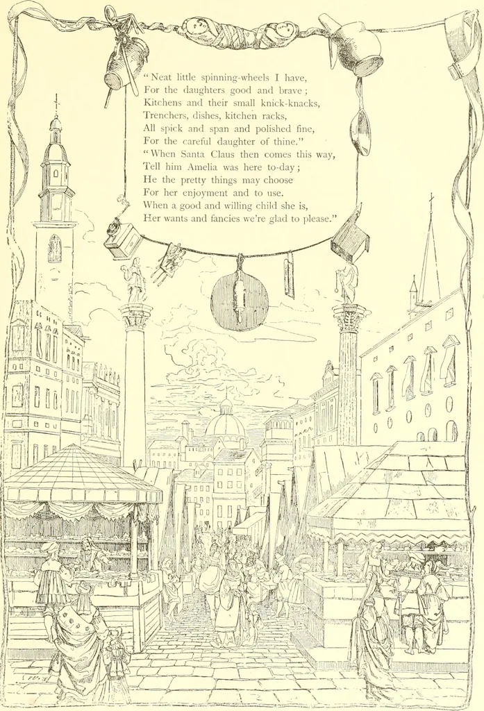 An illustration from Mother-play and nursery songs;, 1906, leaf 148