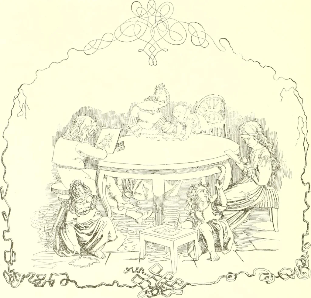 An illustration from Mother-play and nursery songs;, 1906, leaf 157