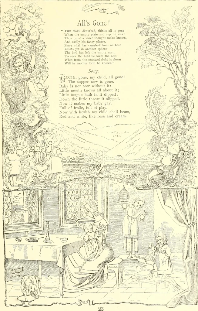 An illustration from Mother-play and nursery songs;, 1906, leaf 24