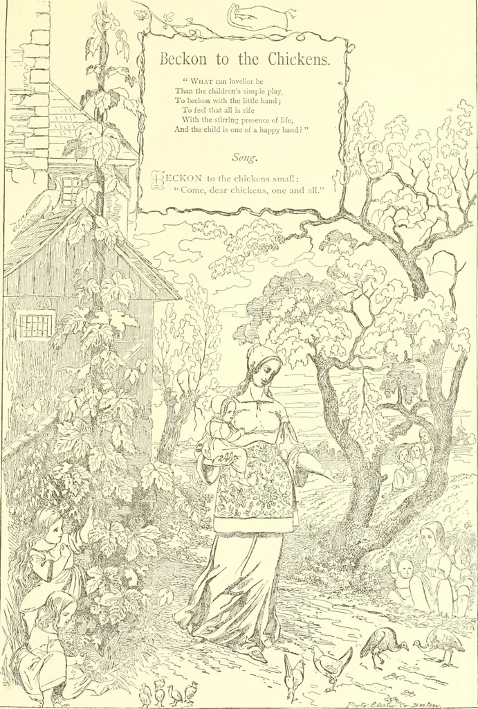 An illustration from Mother-play and nursery songs;, 1906, leaf 38
