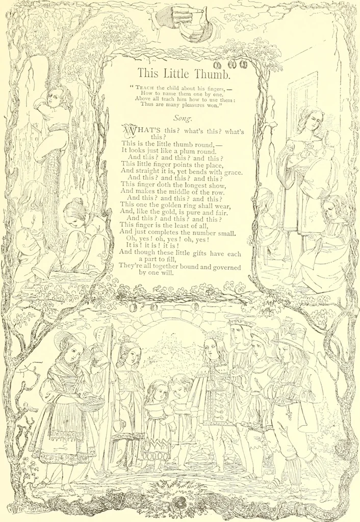 An illustration from Mother-play and nursery songs;, 1906, leaf 62
