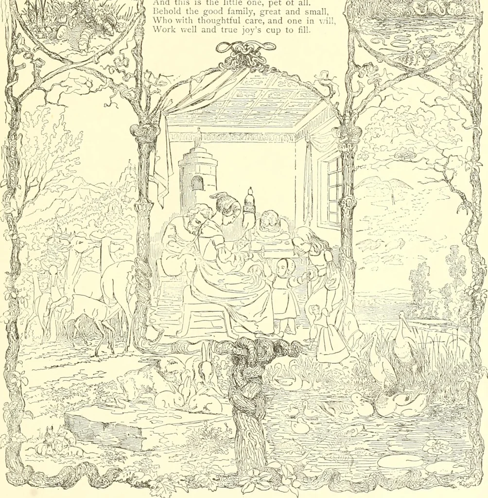 An illustration from Mother-play and nursery songs;, 1906, leaf 68