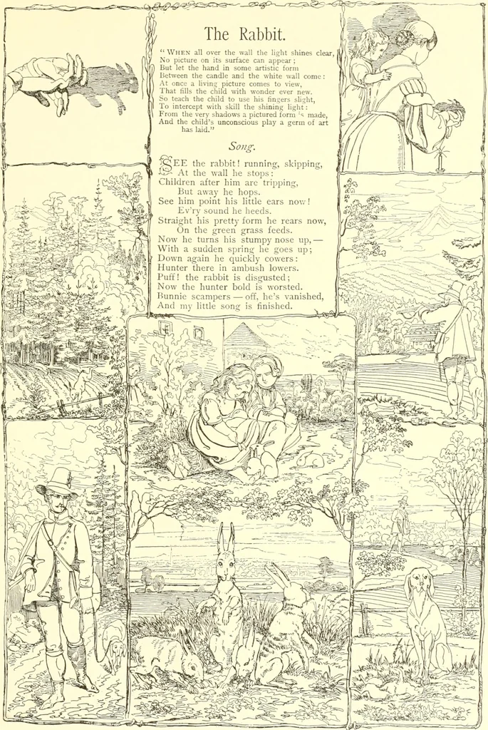 An illustration from Mother-play and nursery songs;, 1906, leaf 92