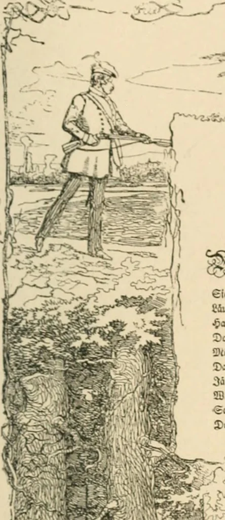 An illustration from Mother's songs, games and stories : Fröbel's "Mutter- und Kose-Lieder", 1888, leaf 104