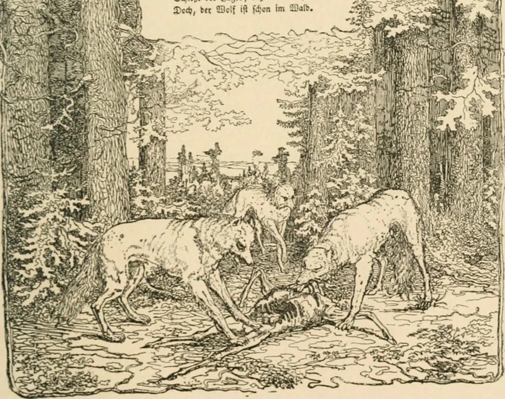An illustration from Mother's songs, games and stories : Fröbel's "Mutter- und Kose-Lieder", 1888, leaf 104
