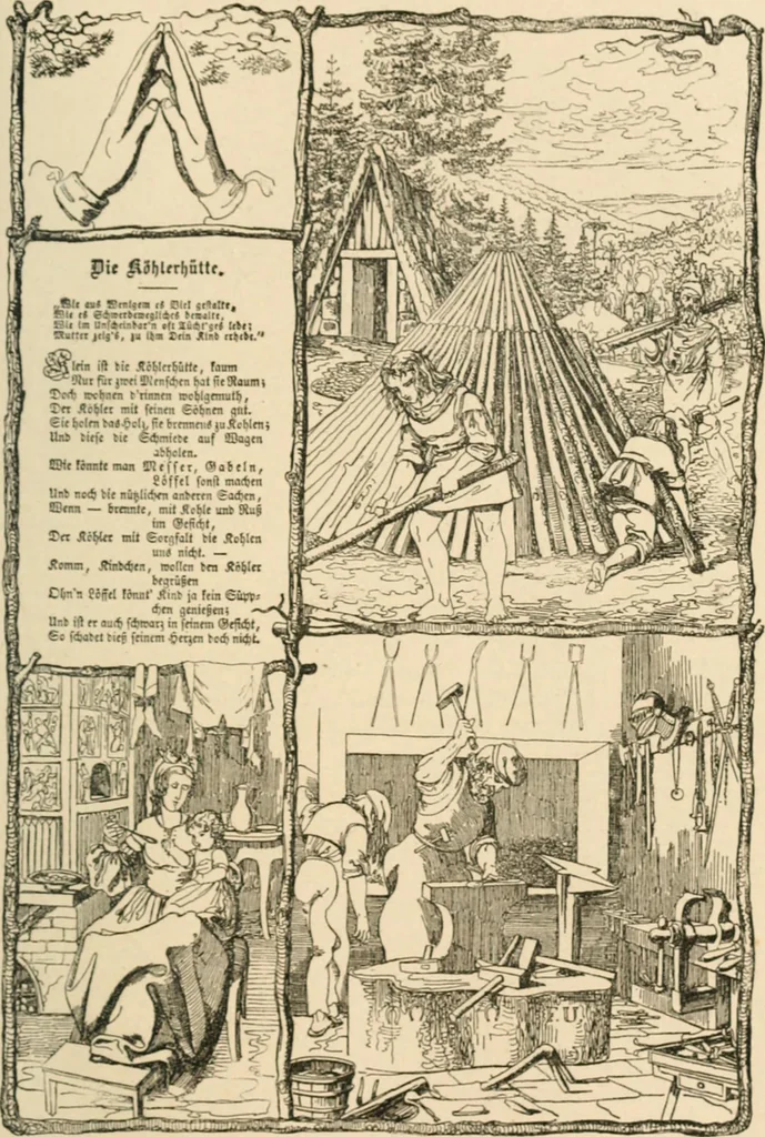 An illustration from Mother's songs, games and stories : Fröbel's "Mutter- und Kose-Lieder", 1888, leaf 112