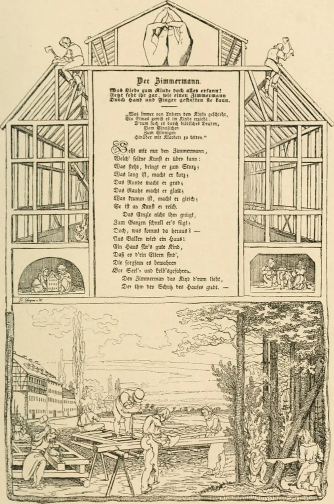 An illustration from Mother's songs, games and stories : Fröbel's "Mutter- und Kose-Lieder", 1888, leaf 114