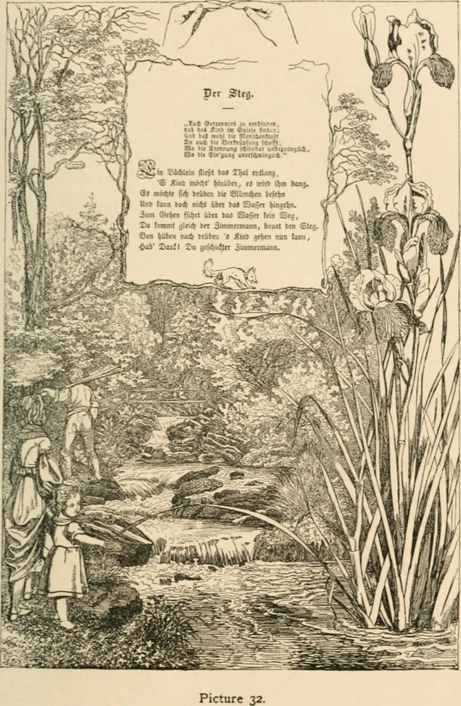 An illustration from Mother's songs, games and stories : Fröbel's "Mutter- und Kose-Lieder", 1888, leaf 116
