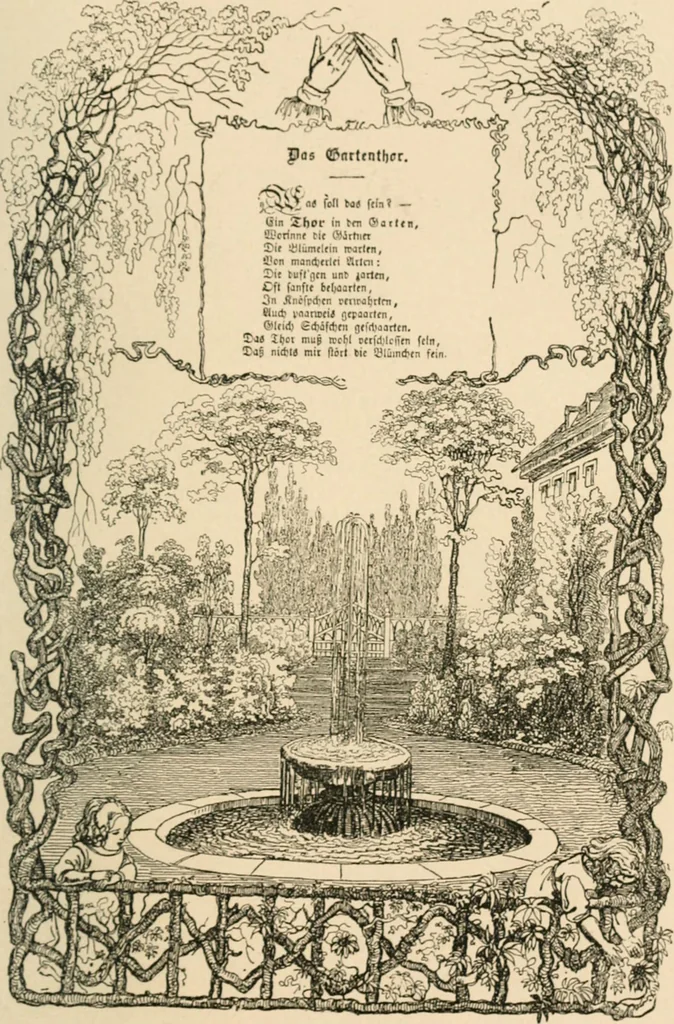 An illustration from Mother's songs, games and stories : Fröbel's "Mutter- und Kose-Lieder", 1888, leaf 120