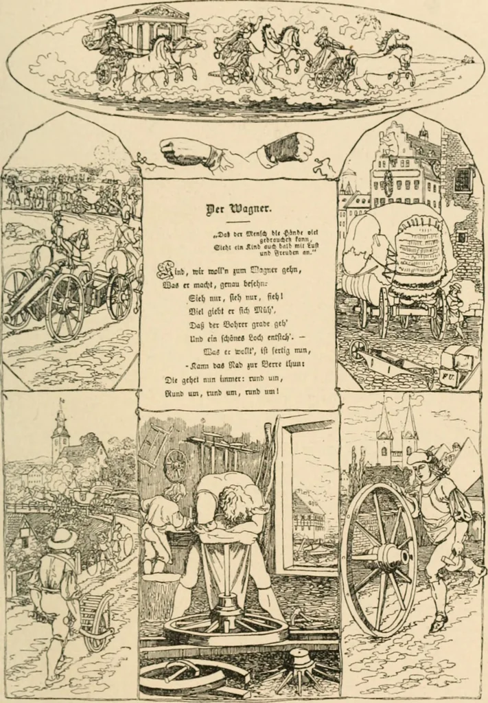 An illustration from Mother's songs, games and stories : Fröbel's "Mutter- und Kose-Lieder", 1888, leaf 126