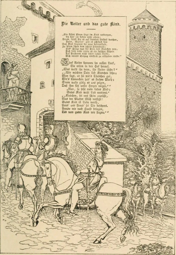 An illustration from Mother's songs, games and stories : Fröbel's "Mutter- und Kose-Lieder", 1888, leaf 130