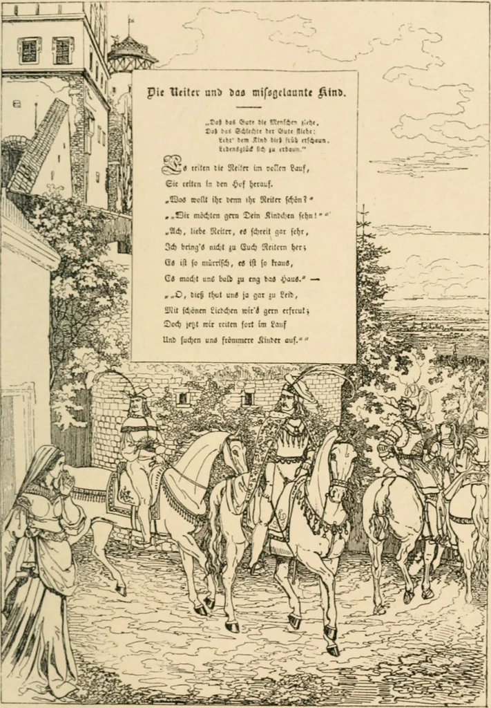 An illustration from Mother's songs, games and stories : Fröbel's "Mutter- und Kose-Lieder", 1888, leaf 132