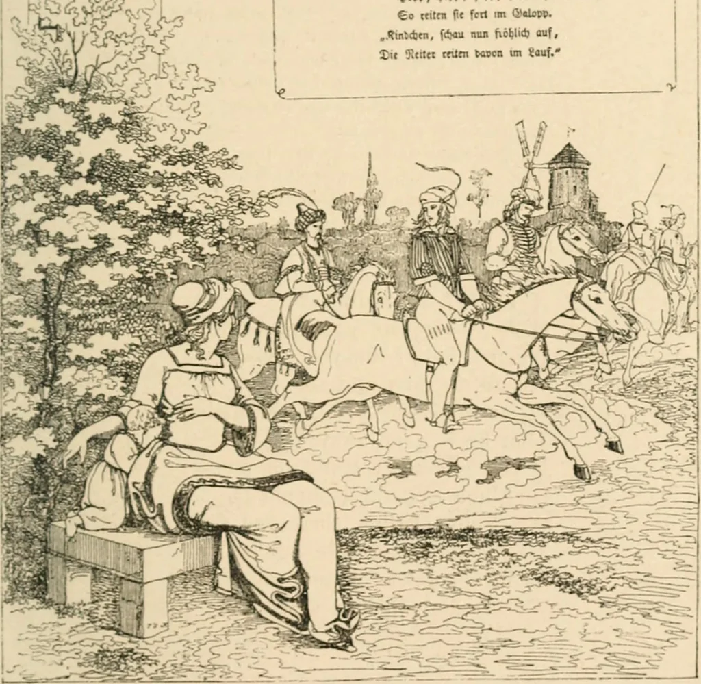 An illustration from Mother's songs, games and stories : Fröbel's "Mutter- und Kose-Lieder", 1888, leaf 134