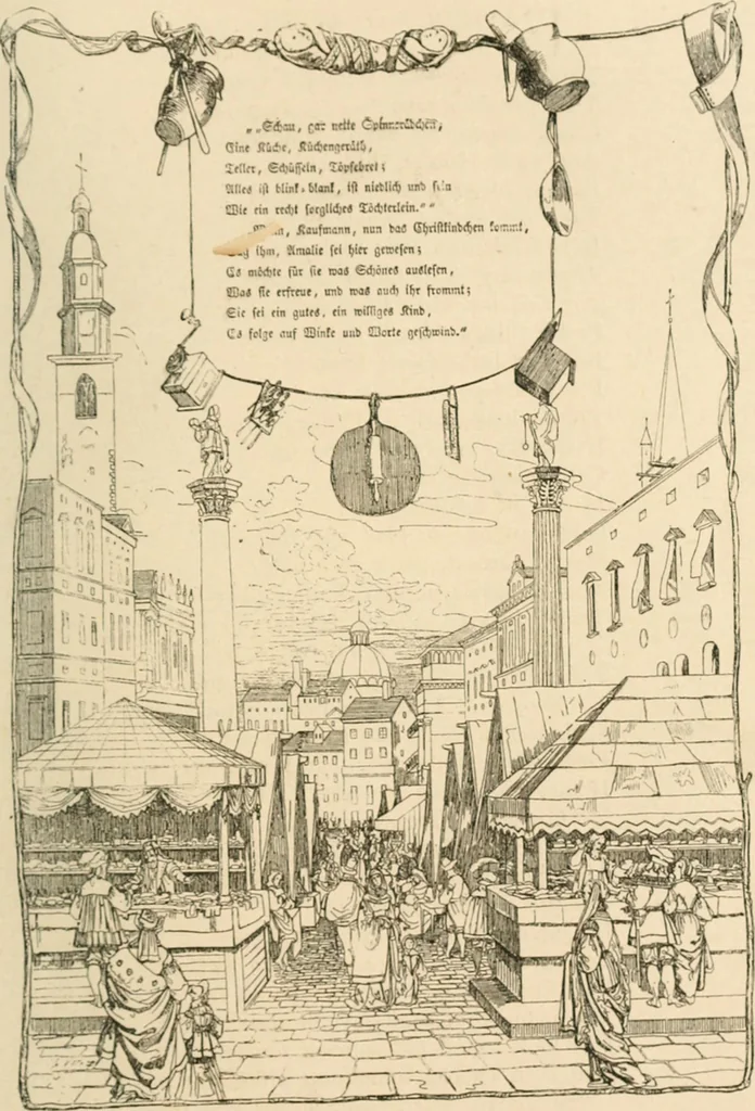 An illustration from Mother's songs, games and stories : Fröbel's "Mutter- und Kose-Lieder", 1888, leaf 140