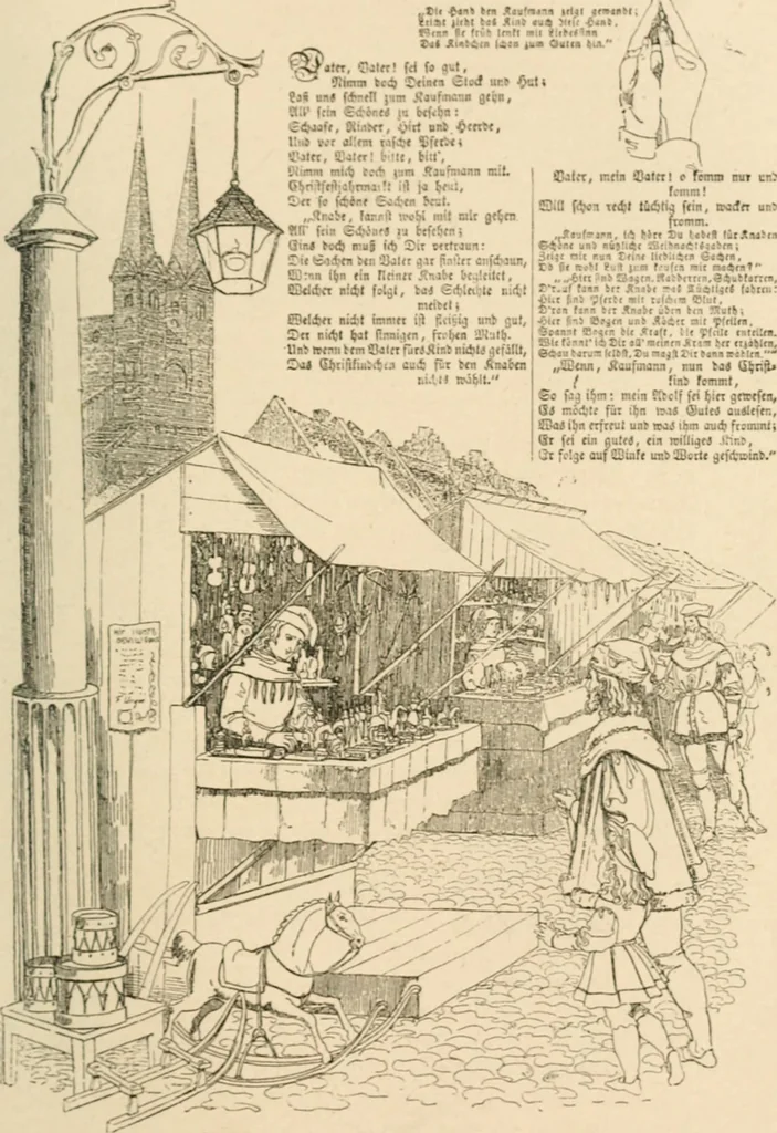 An illustration from Mother's songs, games and stories : Fröbel's "Mutter- und Kose-Lieder", 1888, leaf 142