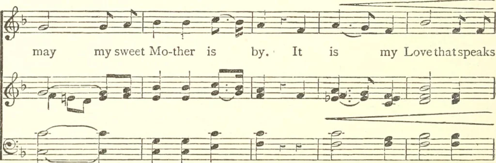 An illustration from Mother's songs, games and stories : Fröbel's "Mutter- und Kose-Lieder", 1888, leaf 257