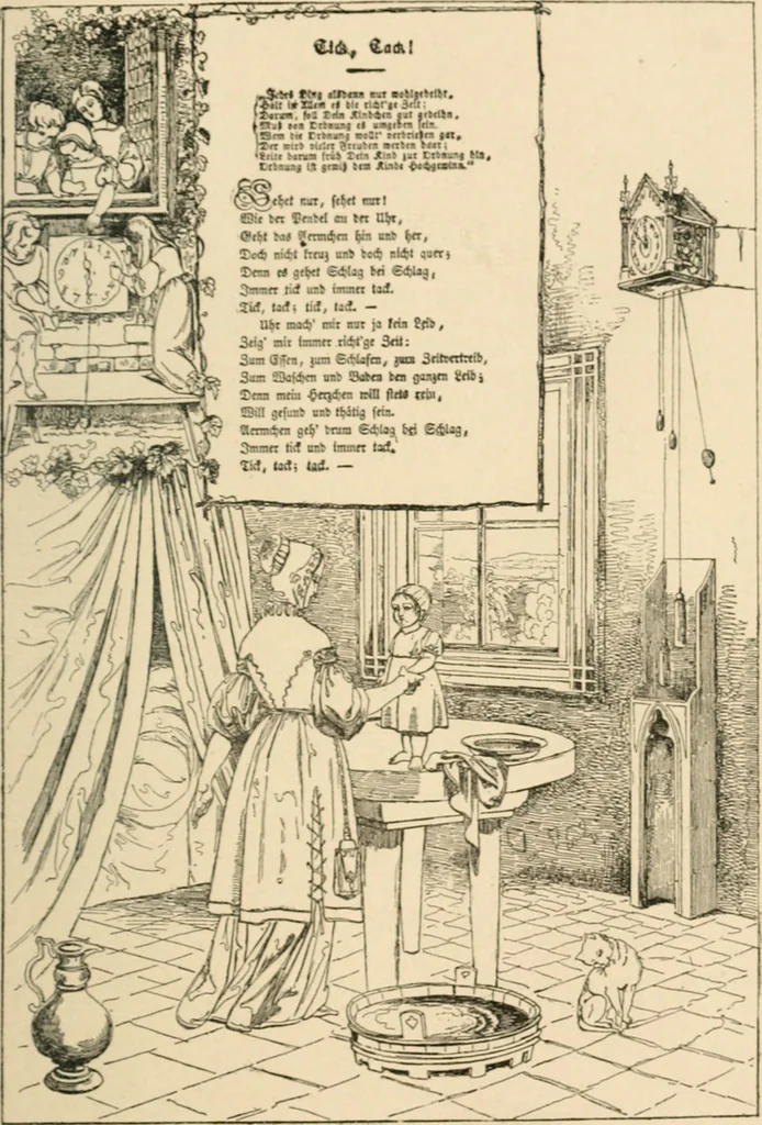 An illustration from Mother's songs, games and stories : Fröbel's "Mutter- und Kose-Lieder", 1888, leaf 60