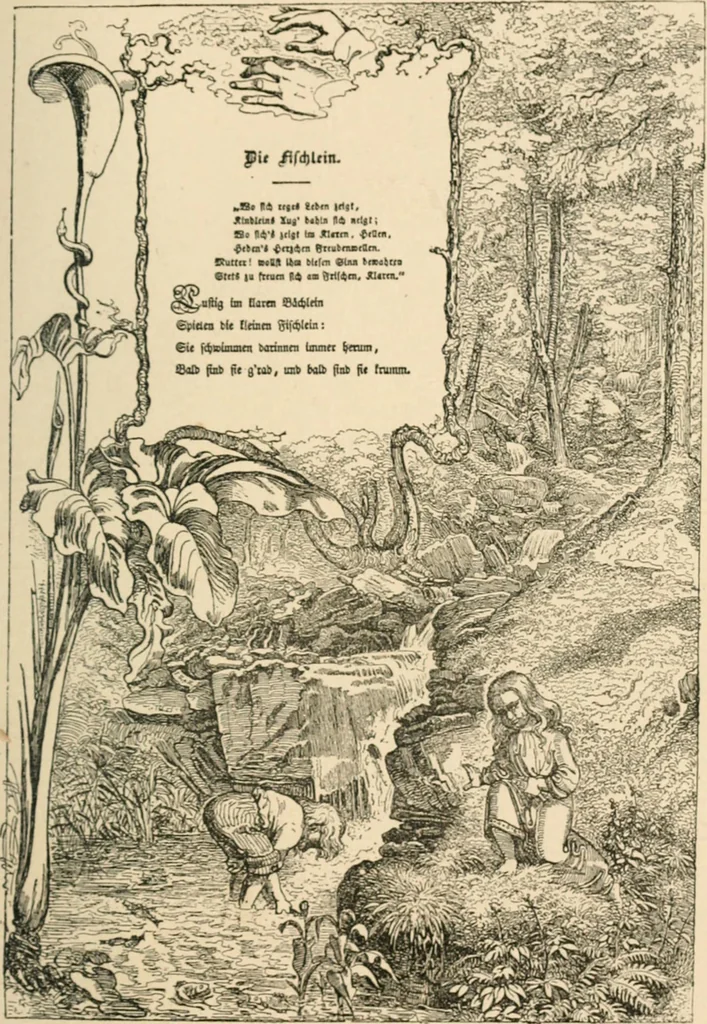 An illustration from Mother's songs, games and stories : Fröbel's "Mutter- und Kose-Lieder", 1888, leaf 68