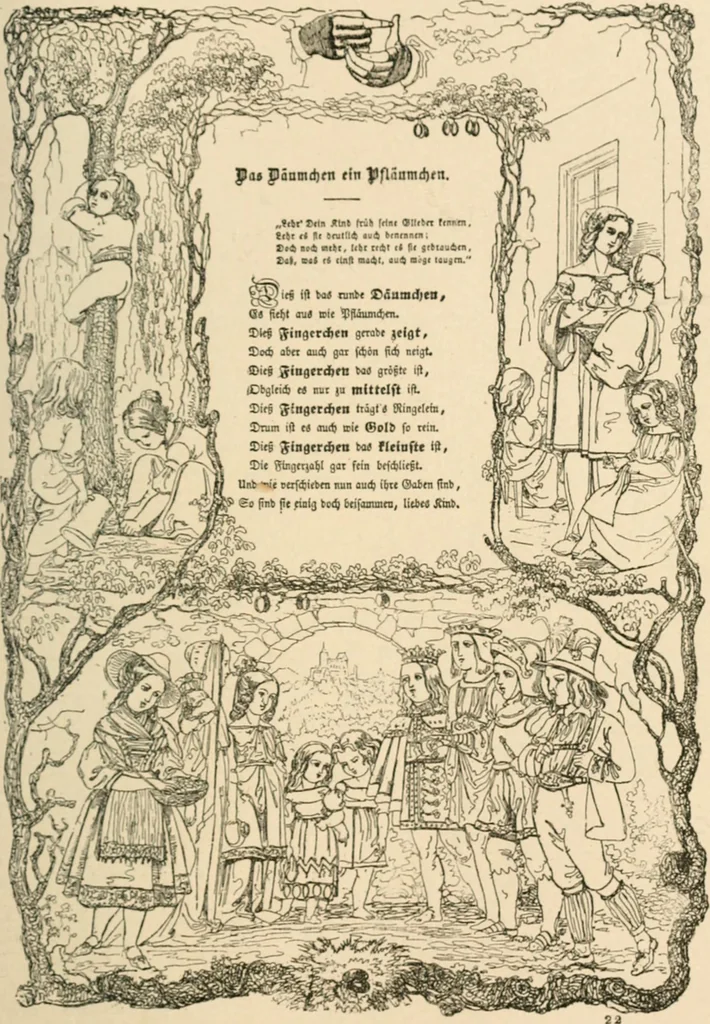 An illustration from Mother's songs, games and stories : Fröbel's "Mutter- und Kose-Lieder", 1888, leaf 80